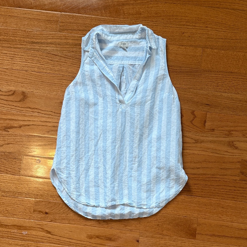 J. Crew Light Blue Striped Sleeveless Top
